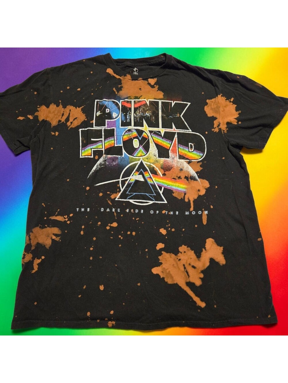 Pink Floyd T Shirt Large Black Bleached Short Sleeve Dark Side Of The Moon